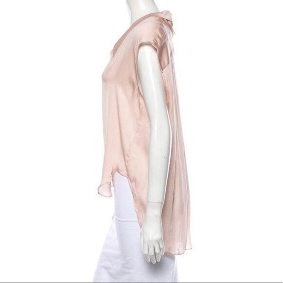 THEYSKENS’ THEORY Light Pink Hi-Low Silk Blouse - Picture 2 of 4